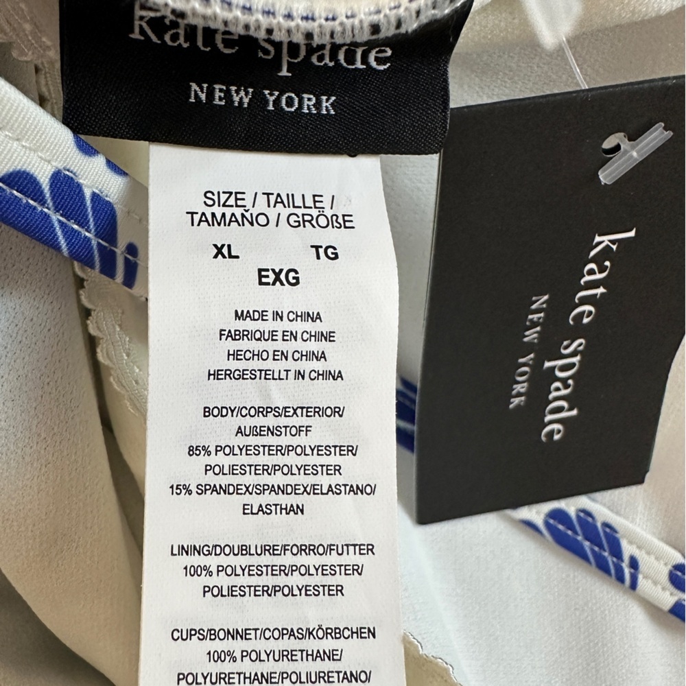 NWT Kate Spade Blue and White Shell Pattern One-Piece Swimsuit in Blue Berry - Picture 3 of 4